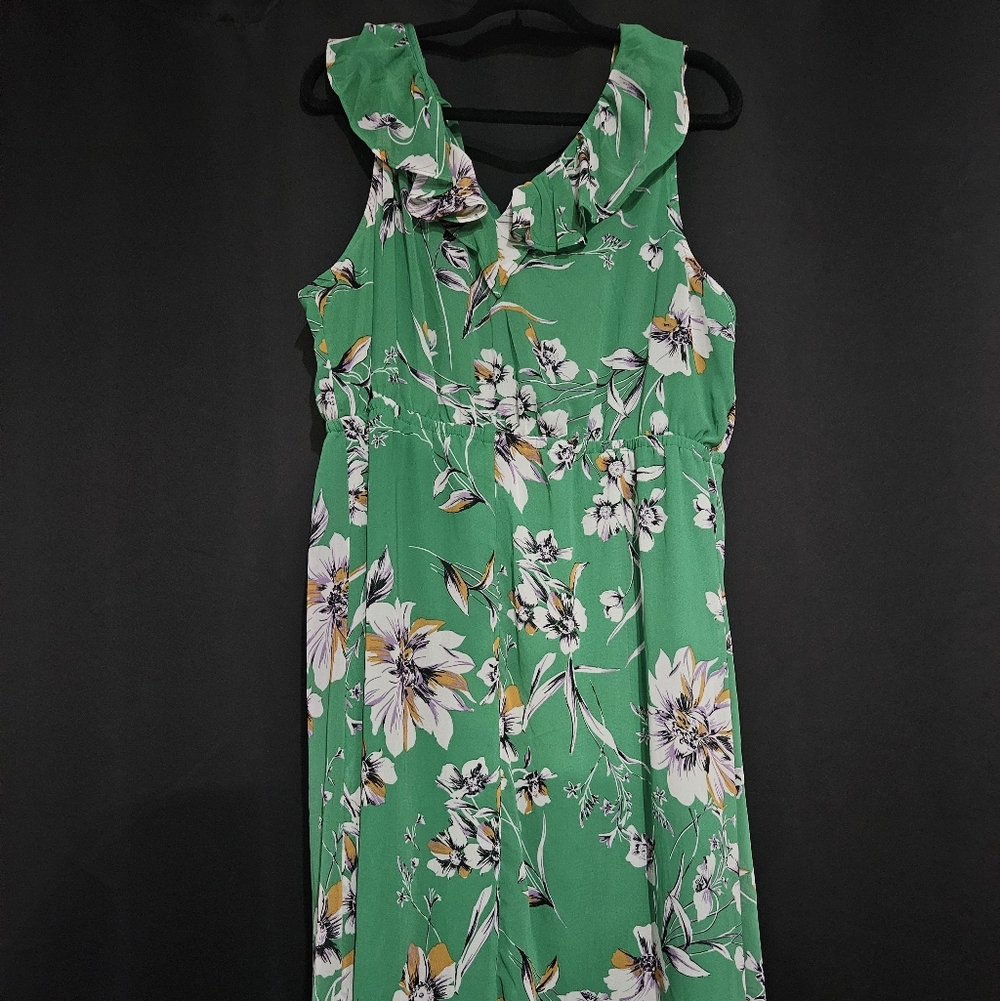 Maurices Green Floral Midi Dress 2X